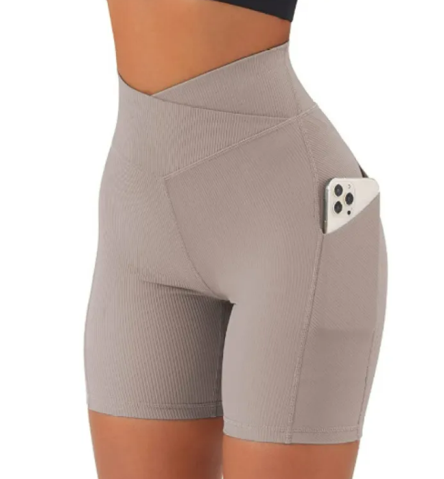 Pantalon de yoga à taille croisée pour femme avec poches