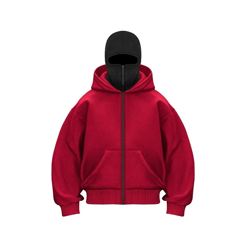 Fleecegefütterter Doppel-Kapuzenpullover