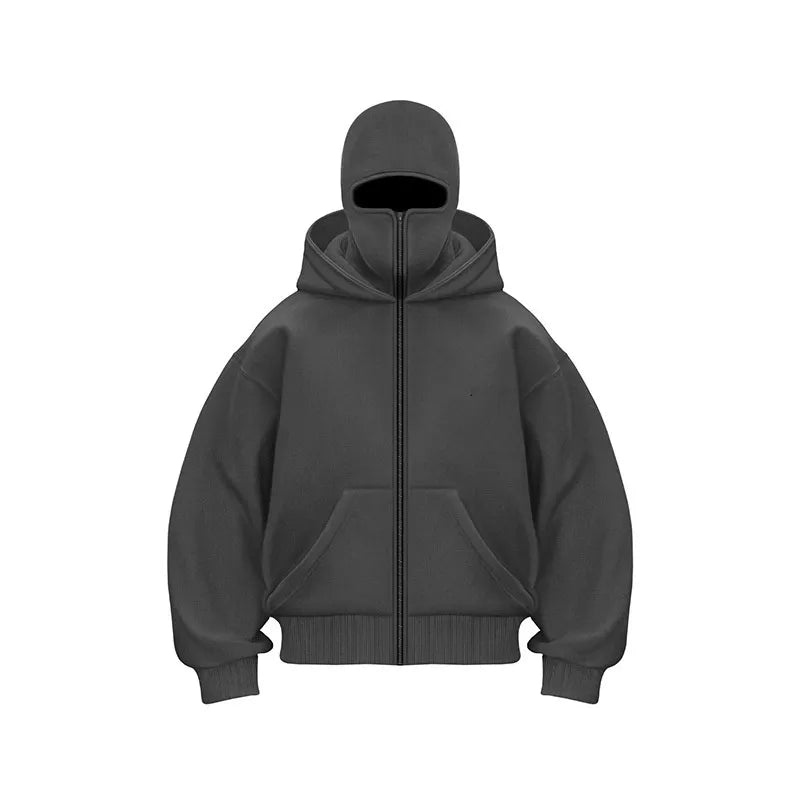 Fleecegefütterter Doppel-Kapuzenpullover